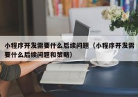 小程序开发需要什么后续问题（小程序开发需要什么后续问题和策略）