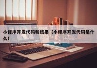 小程序开发代码和结果（小程序开发代码是什么）